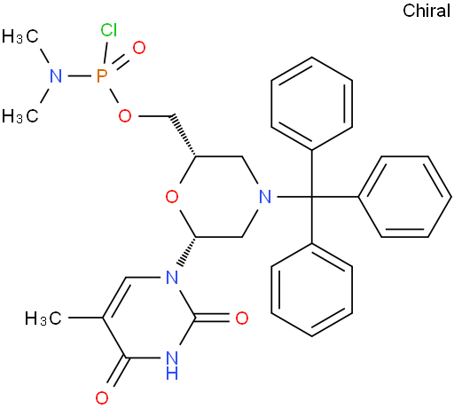 N,N-二甲基氯亚膦酰胺 [(2S,6R)-6-(3,4-二氢-5-甲基-2,4-二氧代-1(2H)-嘧啶基)-4-(三苯基甲基)-2-吗啉基]甲基酯