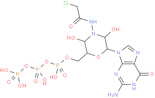 (N-(chloroacetylamino)-3,5-dihydroxy-2-morpholinyl)methyl guanosine triphosphate