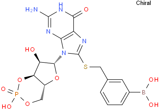 B-[3-[[[2-Amino-6,9-dihydro-6-oxo-9-(3,5-O-phosphinico-β-D-ribofuranosyl)-1H-purin-8-yl]thio]methyl]phenyl]boronic acid