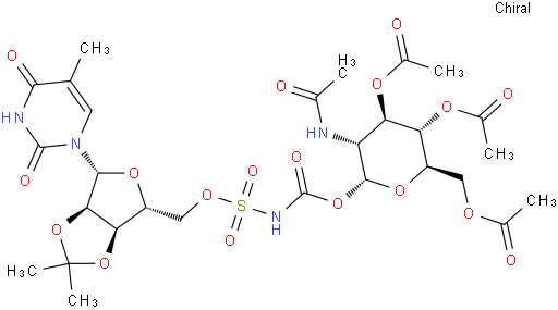 Uridine, 5-methyl-2',3'-O-(1-methylethylidene)-, 5'-[[[[3,4,6-tri-O-acetyl-2-(acetylamino)-2-deoxy-α-D-glucopyranosyl]oxy]carbonyl]sulfamate]