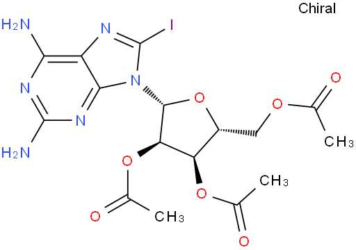 (2R,3R,4R,5R)-2-(acetoxymethyl)-5-(2,6-diamino-8-iodo-9H-purin-9-yl)tetrahydrofuran-3,4-diyl diacetate
