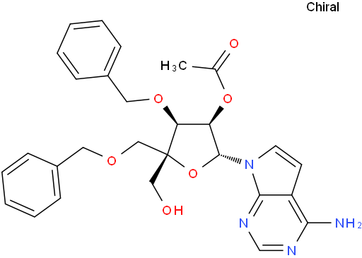 (2R,3R,4S,5R)-2-(4-amino-7H-pyrrolo[2,3-d]pyrimidin-7-yl)-4-(benzyloxy)-5-((benzyloxy)methyl)-5-(hydroxymethyl)tetrahydrofuran-3-yl acetate